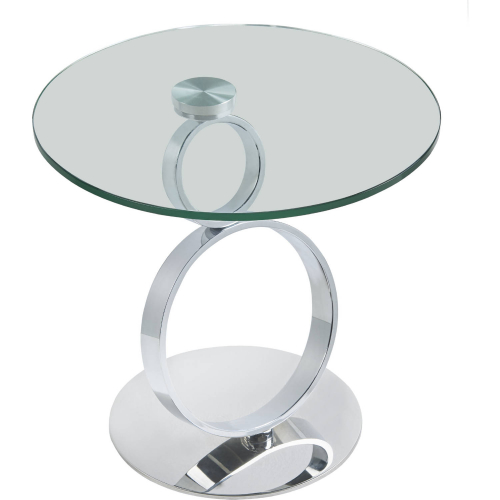 Chicago End Table in Tempered Glass & Chrome